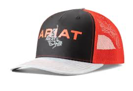 Ariat Western Mens Cap Baseball Hat Bucking Bronco Black/Red A300082664