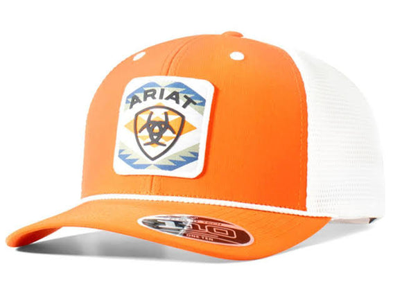 Ariat Western Mens Cap Baseball Hat Mesh Snapback Logo Patch Orange A300083526