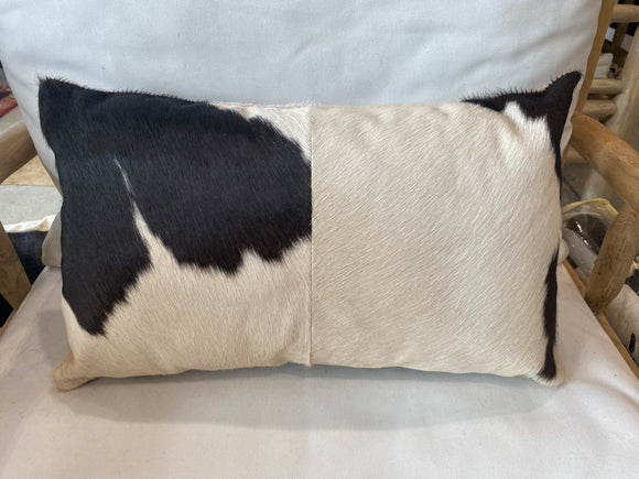 Cow Hide Rectangle Cushion - Chocolate & White