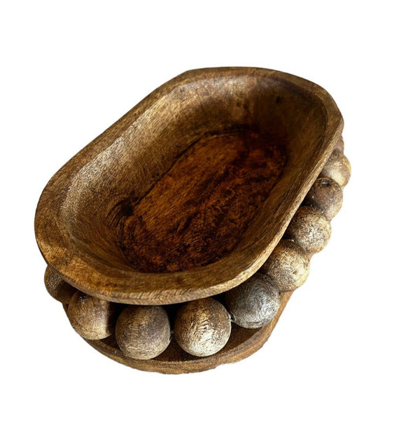 beaded premium wood bowl