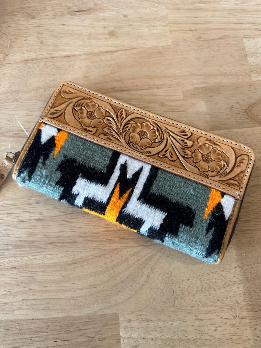 Tooled Leather Wallet Grey The Tack House