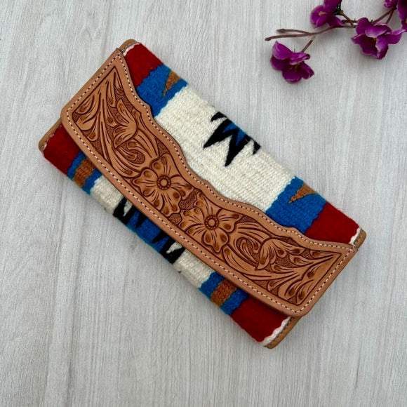 Tooled Saddle Blanket Trifold Wallet - TFW001