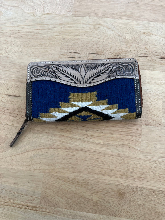 Tooled Leather and Saddle Blanket Wallet
