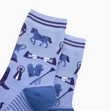 Horse Riding Bamboo Socks in Blue