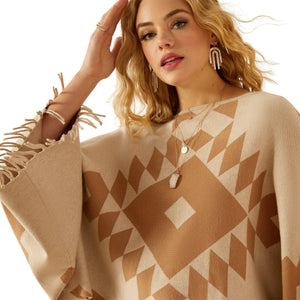 Ariat Sunset Chic Sweater Poncho - OATMEAL/TANNIN