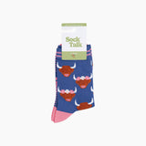 Floral Crown Highland Cow Bamboo Socks in Blue