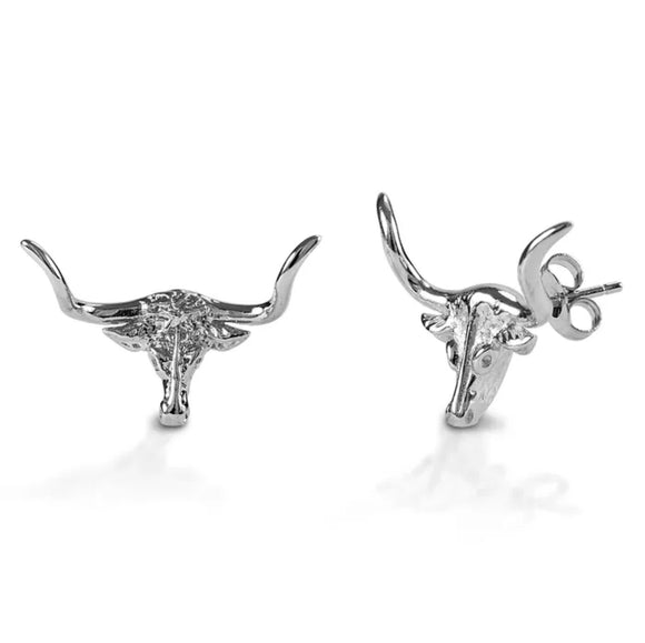 Kelly Herd Earrings Post Back Longhorn - Sterling Silver