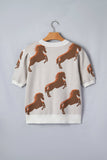 PRETTY BASH Western Horse Short Sweater - BFJA