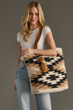 Cream, Black & Tan Western Tote AOD9