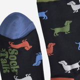 Men's Bamboo Socks - Black/Green, Sausage Dog