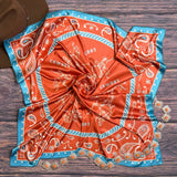 AVS835 WESTERN COWBOY PRINT SILK SCARF 36X36
