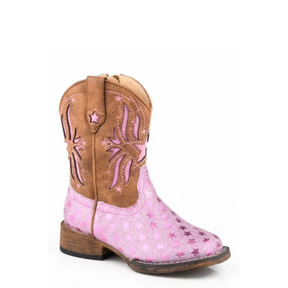 Roper Toddler / Kids Starlet Boots Pink Glitter/Brown