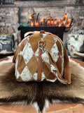 Diamond Pattern Cowhide Overnight Bags - #006