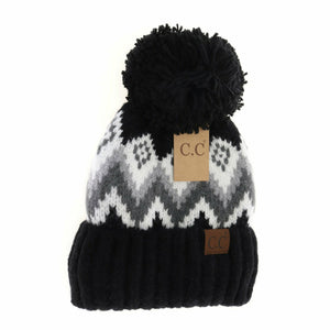 Aztec Chevron Knit Pom C.C Beanie HAT3816