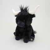 Black Medium Longhorn Highland Plush Cow - 23cm