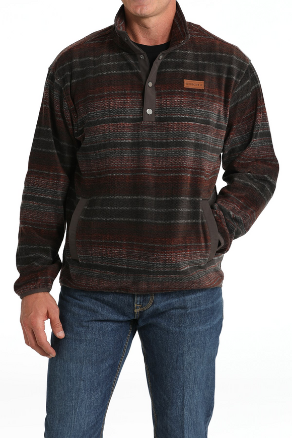 Cinch MEN'S MATCH BOYS FLEECE PULLOVER - BROWN/RED