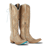 REVERIE KNEE HIGH CORSET - LATTE SUEDE AND POWDER BLUE