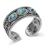 Boot Stitch Turquoise Open Ring - RG6604