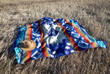 Andean Alpaca Wool Blanket - Ocean Breeze - Light Blue/Dark