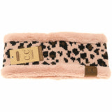 Leopard Print CC Fashion Headband with Fuzzy Lining: Black