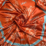 AVS835 WESTERN COWBOY PRINT SILK SCARF 36X36