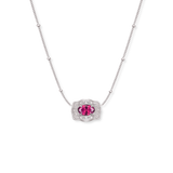 Ultra Mini Belt Buckle Birthstone Necklace - Silver