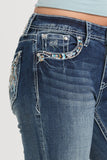 Steer Head Colorful EMB Mid-Rise Boot Cut 34" | EB-61937