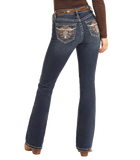 MID RISE AZTEC STEER HEAD BOOTCUT JEANS