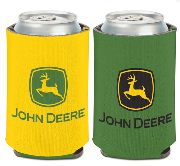 JD CAN COOLER-GREEN & YELLOW WITH LOGO-2 COLOUR & 2 SIDED (12OZ/375ML)