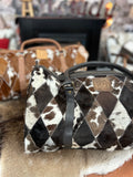 Diamond Pattern Cowhide Overnight Bag