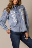 Kimes Ranch Long Sleeved Shirt - Mae Light Wash Indigo