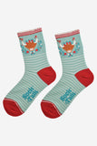 Women's Bamboo Socks - Green/Red, Christmas Highland Cow