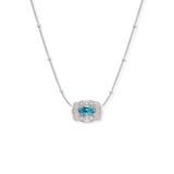 Ultra Mini Belt Buckle Birthstone Necklace - Silver