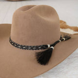 Genuine Horsehair 5 Strand Braided Hat Band with Double Tassel - Stripe