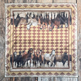AVS834 HORSES PRINT SILK SARF 36X36
