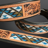 Colorado Beaded Tooled Leather Western Dog Collar