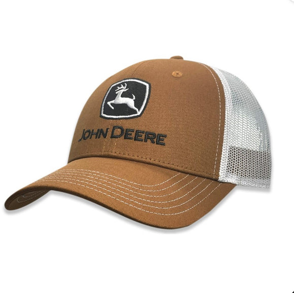 LP86104-JD TRADEMARK EMBROIDERED LOW PROFILE TRUCKER CAP-BROWN/WHITE