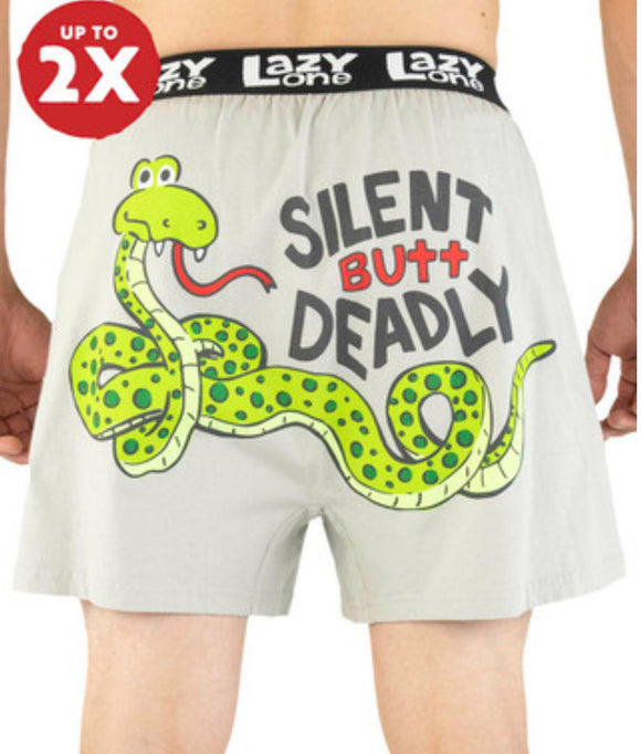 Silent Butt Deadly Men's Snake Funny Grey Boxer