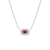 Ultra Mini Belt Buckle Birthstone Necklace - Silver