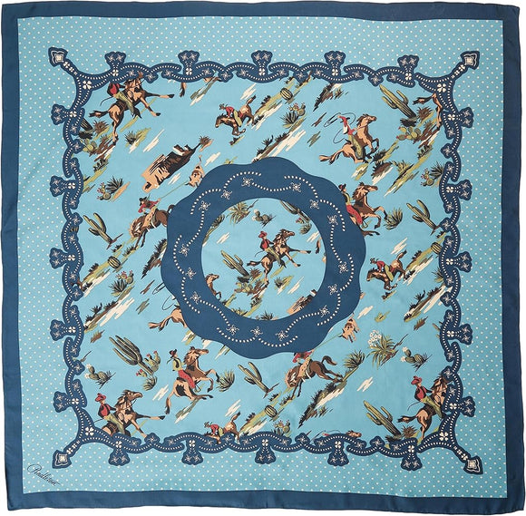 PENDLETON SCARF “DESERT RIDERS BLUE”The bold graphics make this oversized square