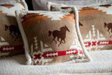 Southwestern Wild Running Horses Lodge Sherpa Fleece Blanket
