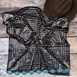 AVS872 POLKA DOT BRONCO PRINT SILK SCARF 36X36