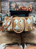 Diamond Pattern Cowhide Overnight Bag - #005