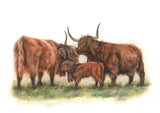Mum, Dad & the Wean (Greeting Card) | Highland Cow Card