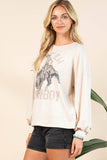 KC035-CLEO WESTERN COWBOY GRAPHIC LONG SLEEVE SWEATSHIRT