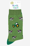 Men's Bamboo Socks - Green, Tractor and Cow