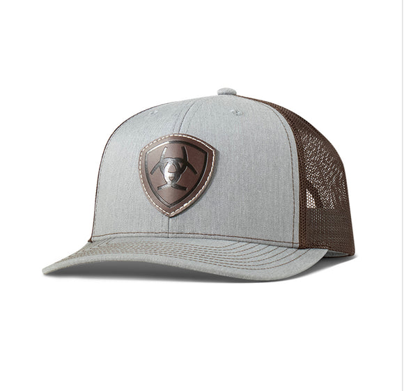 ARIAT GREY LEATHER PATCH HAT