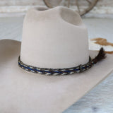 Genuine Horsehair 6 Strand Braided Hat Band with Single Tassel - Cobalt