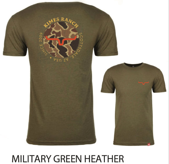 Kimes Ranch Cirular Duck Camo / Military Green Mens Tee