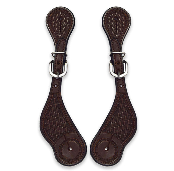 Ezy Ride Spur Strap Basket Stamped Chocolate Youth